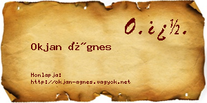 Okjan Ágnes névjegykártya